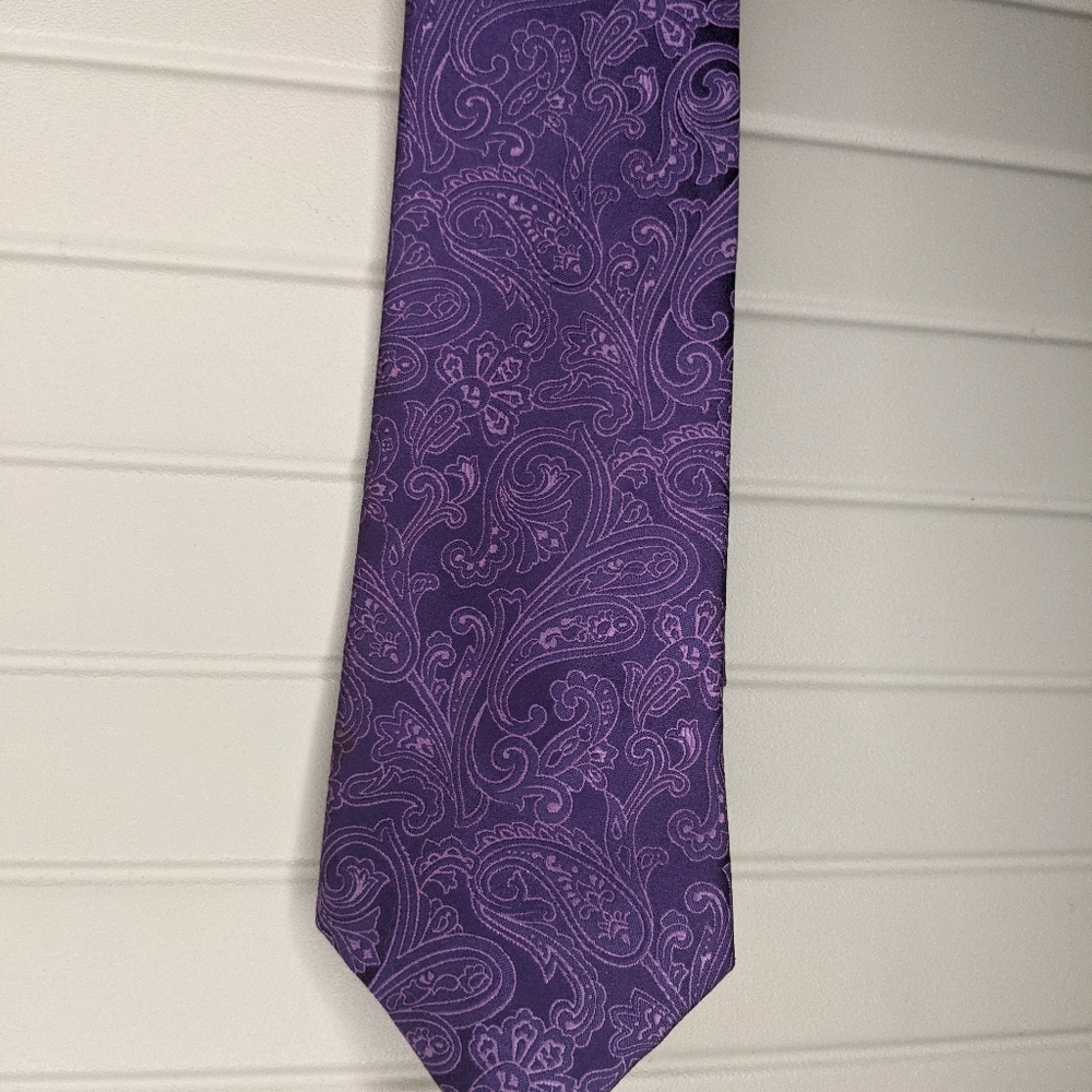 Michael Kors Tie with Purple Paisley Pattern
